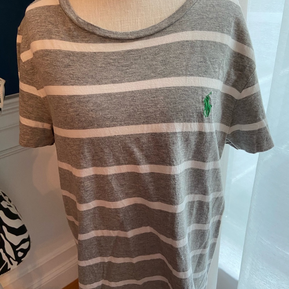 Ralph Lauren strip short sleeve med gray white